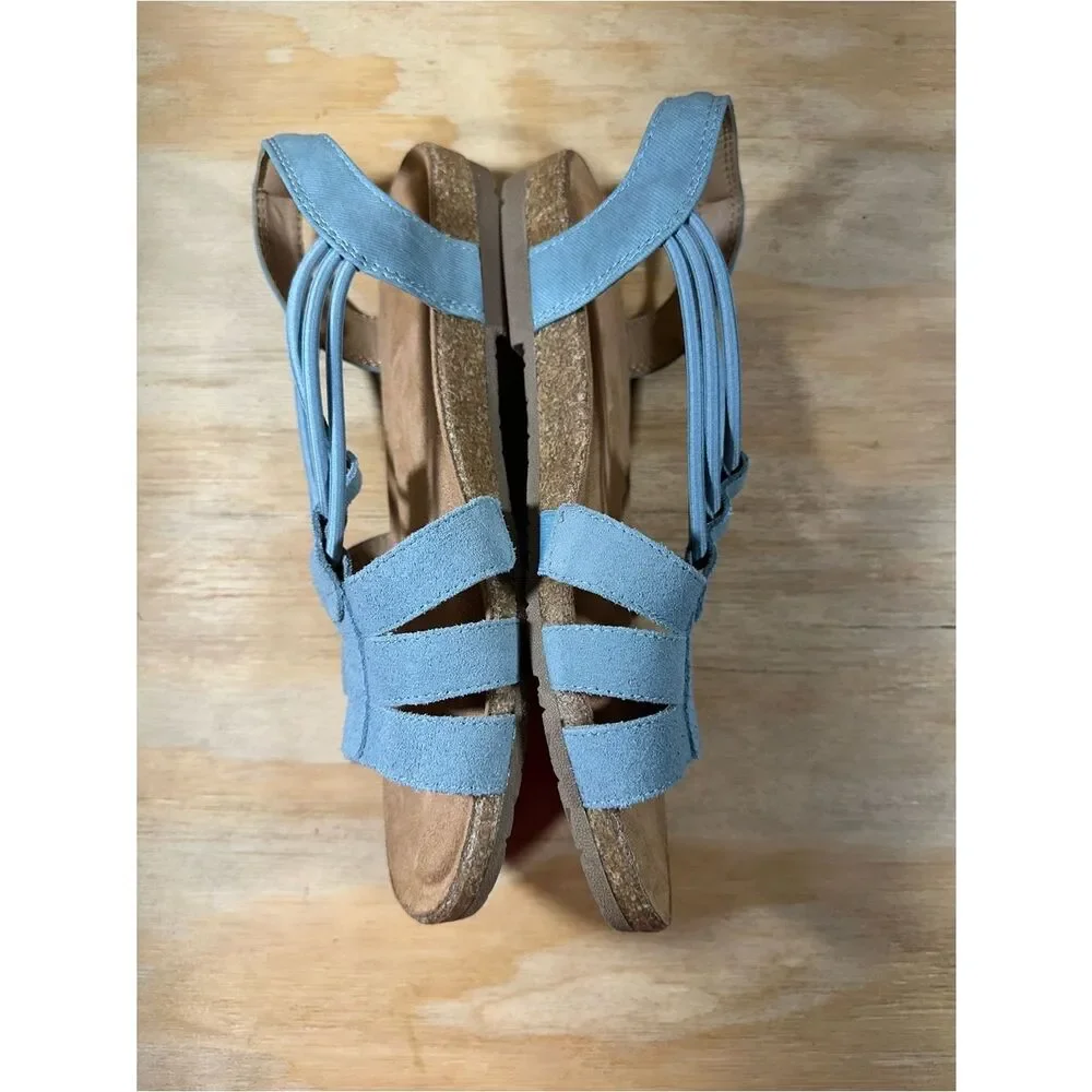 Earth Origins Laney Light Blue Suede Slingback Sandals Women’s Size 8.5